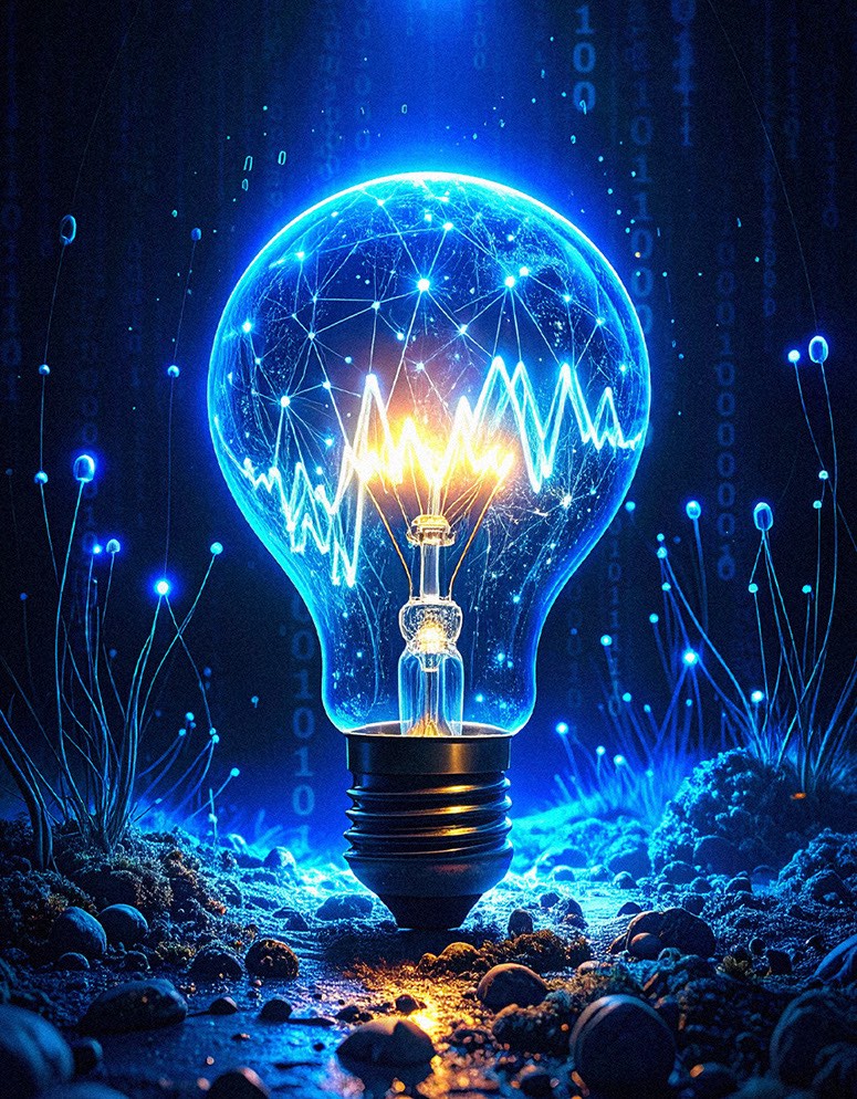 A lightbulb with a graph inside symbolizes a bright idea for improving Search Experience Optimization (SXO) and Google rankings.