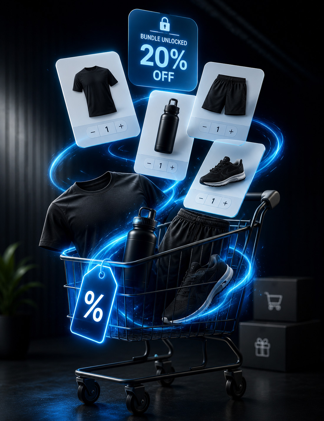 Product bundling experience on a Shopify storefront featuring an interactive bundle builder, discount progress tracking, and personalized product selection.
